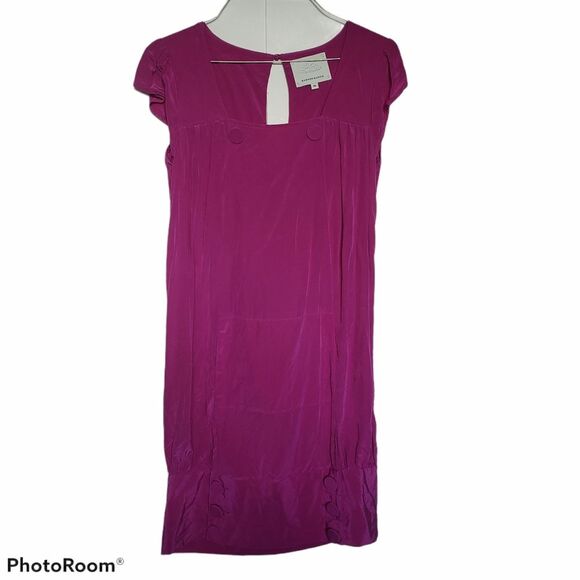 Madison Marcus Fuchsia Silk CapSleeve Button Dress - Picture 6 of 7